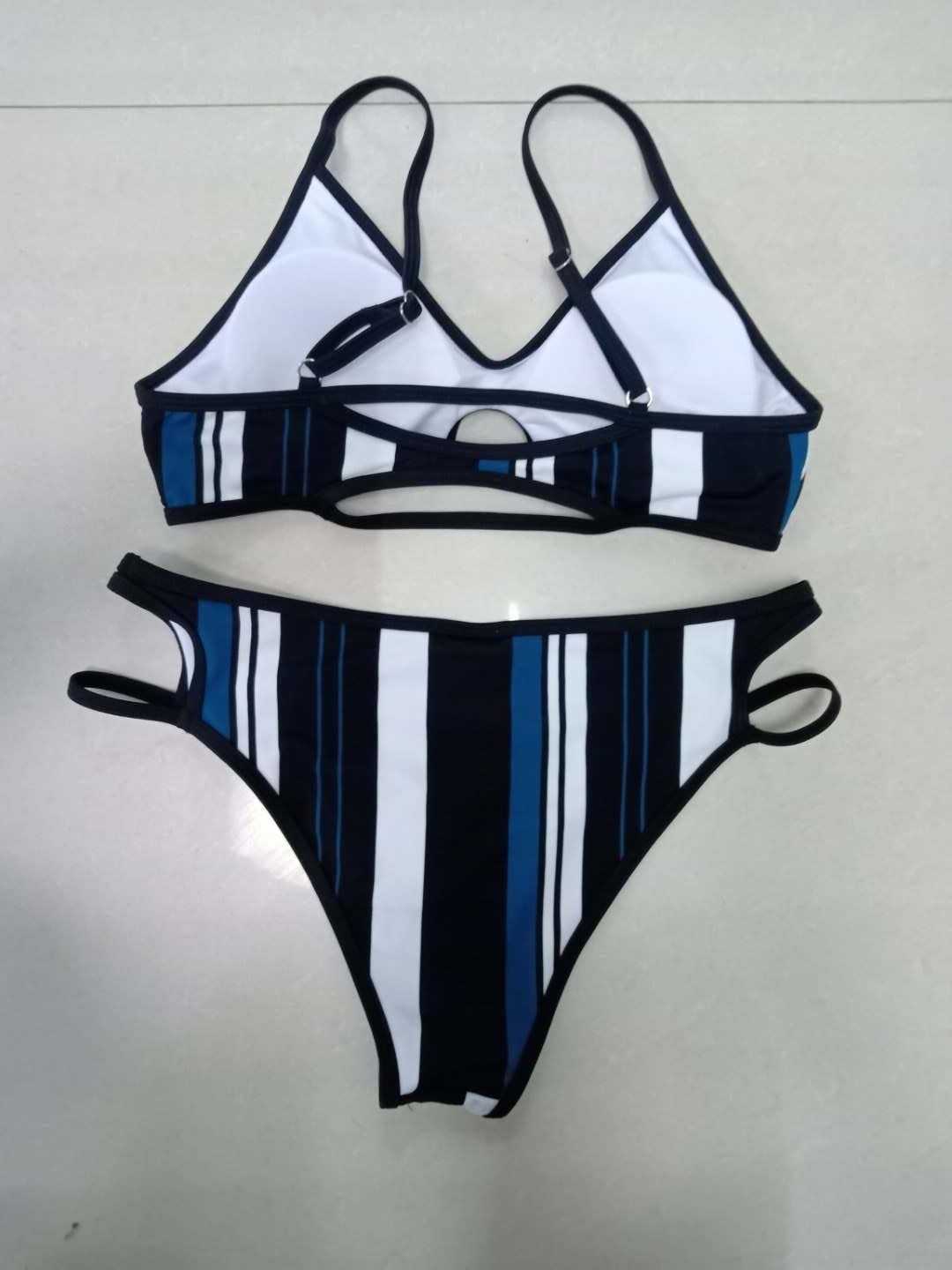 European And American Vertical Striped Bikini